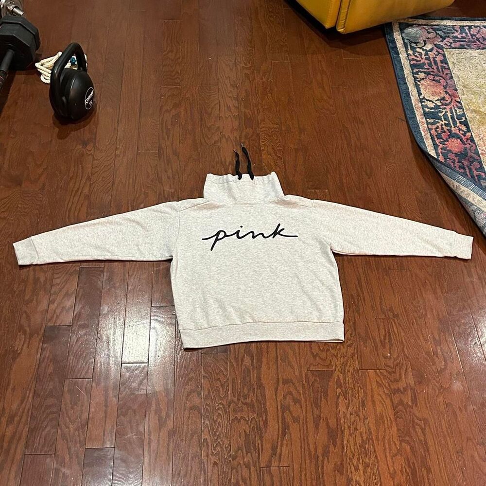 Victoria-s-secret Women's Grey and White Hoodie